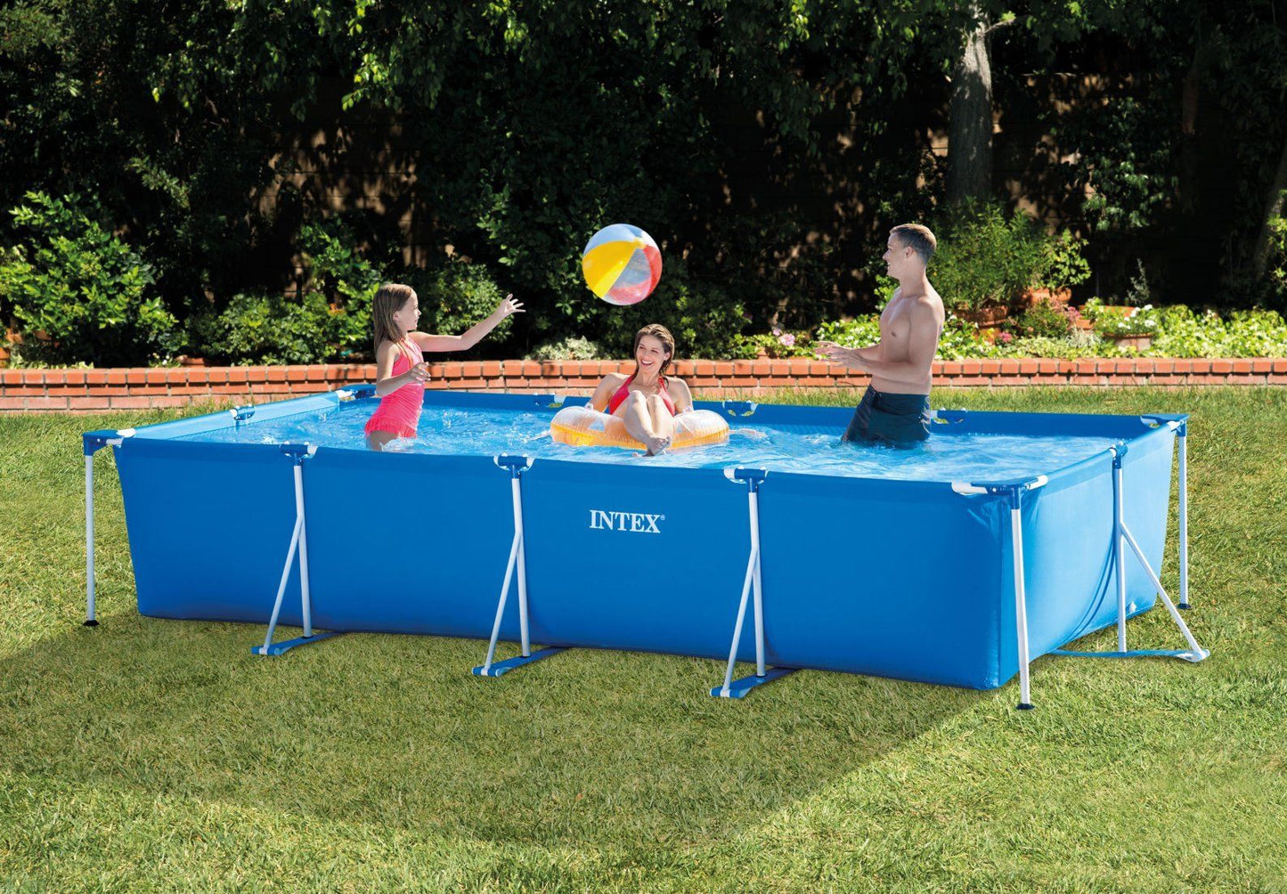 Intex 28273 4.5m x 2.2m x 84cm Rectangular Frame Outdoor Easy Assemble Backyard Above Ground Swimming Pool