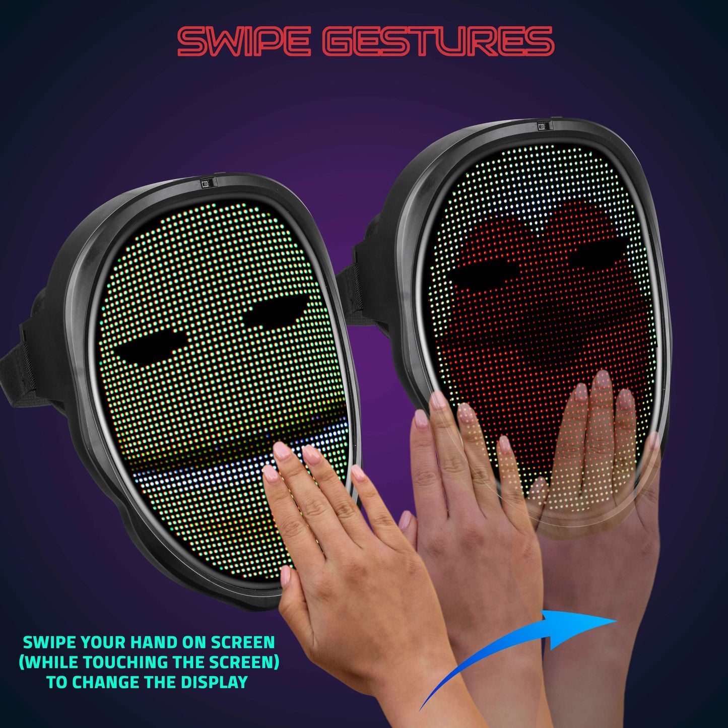 Hookaba: Enigma Eyes-App Controlled-Unisex Adult LED Mask for Halloween, Birthday Party,Wedding Party, DJ night, Live Concert,Stage Performance