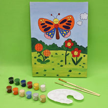 Kalakaram Canvas Painting Kit with Printed Canvas Board, Paints ad Brushes (Butterfly)