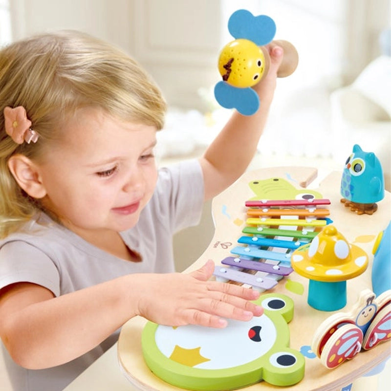 Hape Nature’s Symphony Musical Activity Table with Xylophone, Drum, Lights & Interactive Learning Toys for Kids