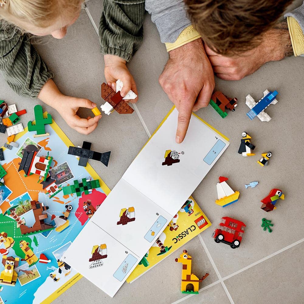 LEGO Classic Around The World 11015 Building Kit; 15 Toys for Kids (950 Pieces), Multi Color