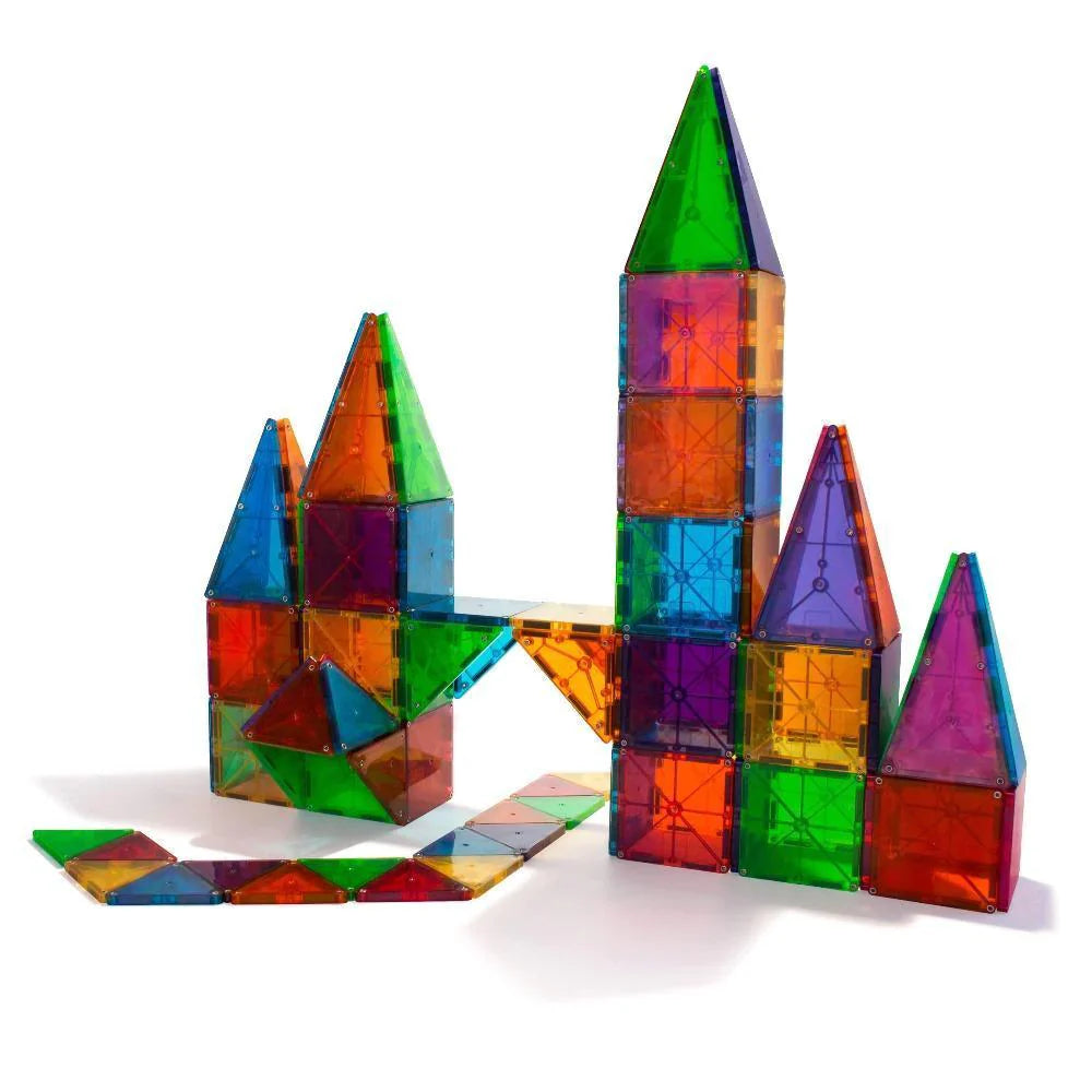 Magna-Tiles Magnetic Building Toys, Clear Colors Set, Multi Color (100 Pieces)