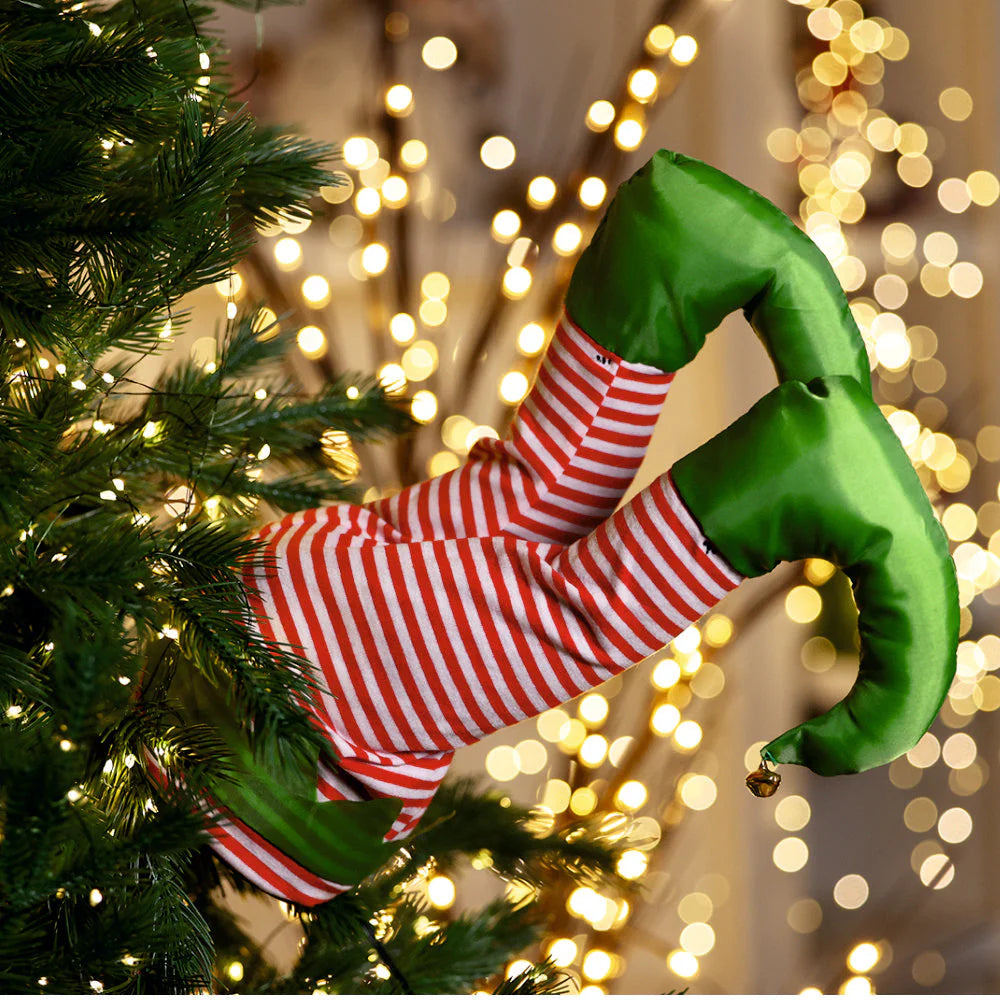 Deluxe Animated Moving Elf Legs Tree Decor – A Hilarious and Eye-Catching Ornament That Looks Like an Elf Is Stuck in Your Tree