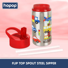 Hopop Non-Insulated Flip Top Spout Steel Sipper with Straw, Single Wall Steel Sipper 530ml