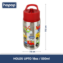 Hopop Non-Insulated Flip Top Spout Steel Sipper with Straw, Single Wall Steel Sipper 530ml
