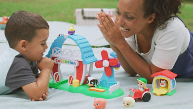CoComelon Petting Farm Playset - Features a Farmer Figure JJ, Barn Animals, Barn Facade with Windmill, Hen House, Tractor - Sounds and Phrases - Musical -Toys for Kids, Toddlers, and Preschoolers