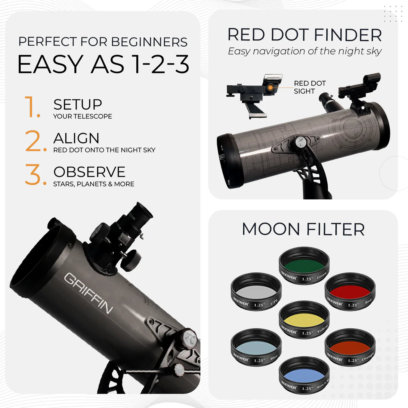 Pie Matrix Griffin Reflector Telescope