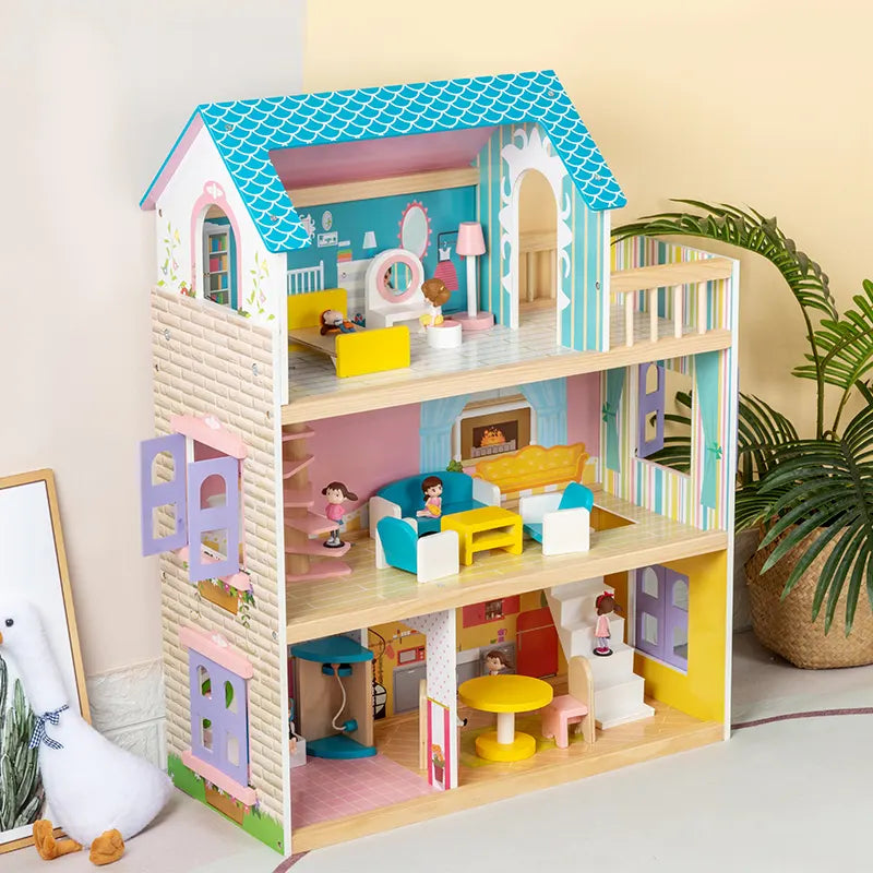 WOODEN 3 FLOOR DOLL HOUSE