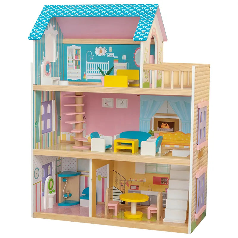 WOODEN 3 FLOOR DOLL HOUSE