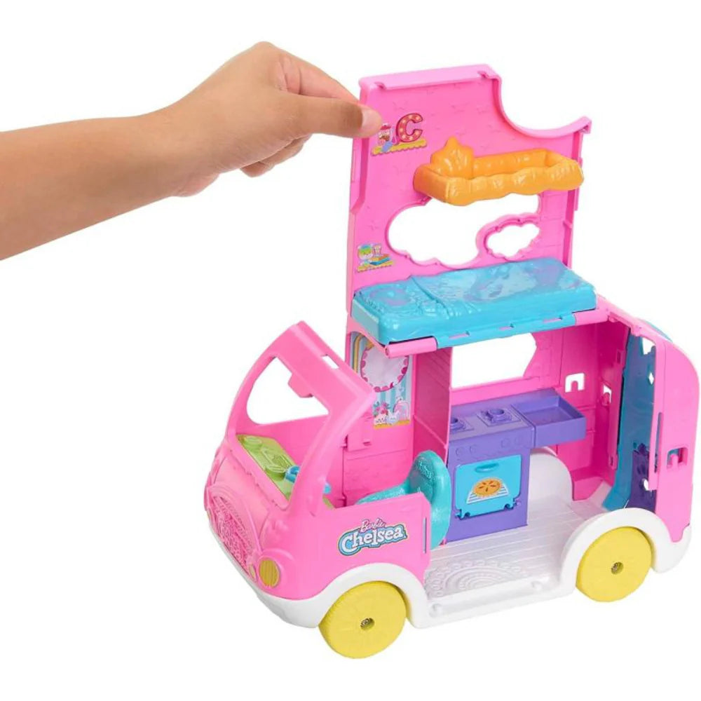Barbie Chelsea 2-in-1 Camper Playset With Chelsea Small Doll, 2 Pets & 15 Accessories