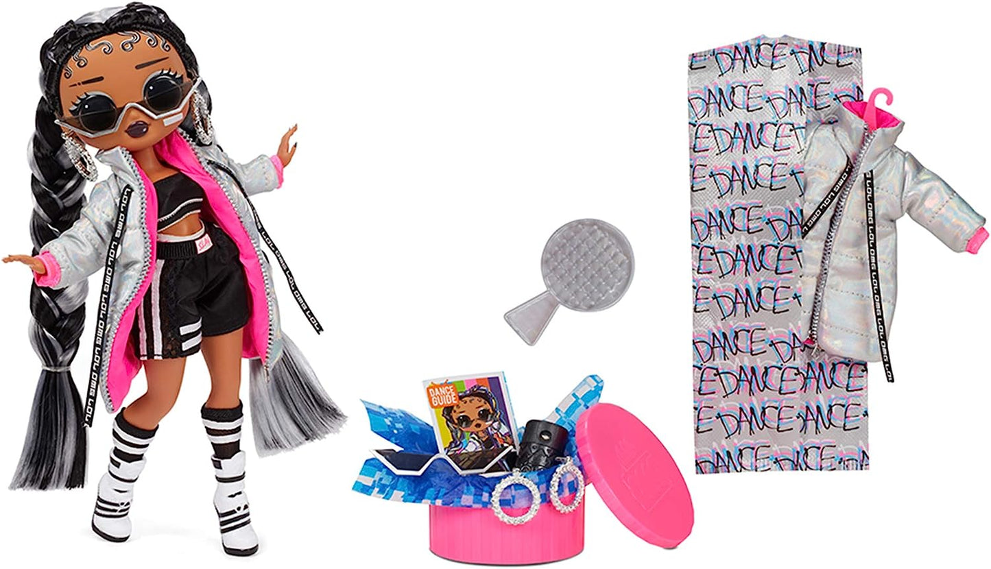 L.O.L. Surprise! OMG Dance Dance Dance B-Gurl Fashion Doll with 15 Surprises Including Magic Black Light, Shoes, Hair Brush, Doll Stand and TV Package