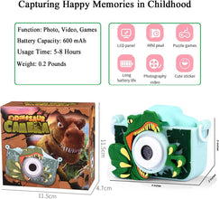 Toys Uncle Digital Video Camera for Kids with Protective Silicone Cover with inbuilt Games (Dinosaur)