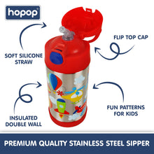 Hopop Insulated Steel Sipper with Straw, Double Wall Steel Sipper 300ml