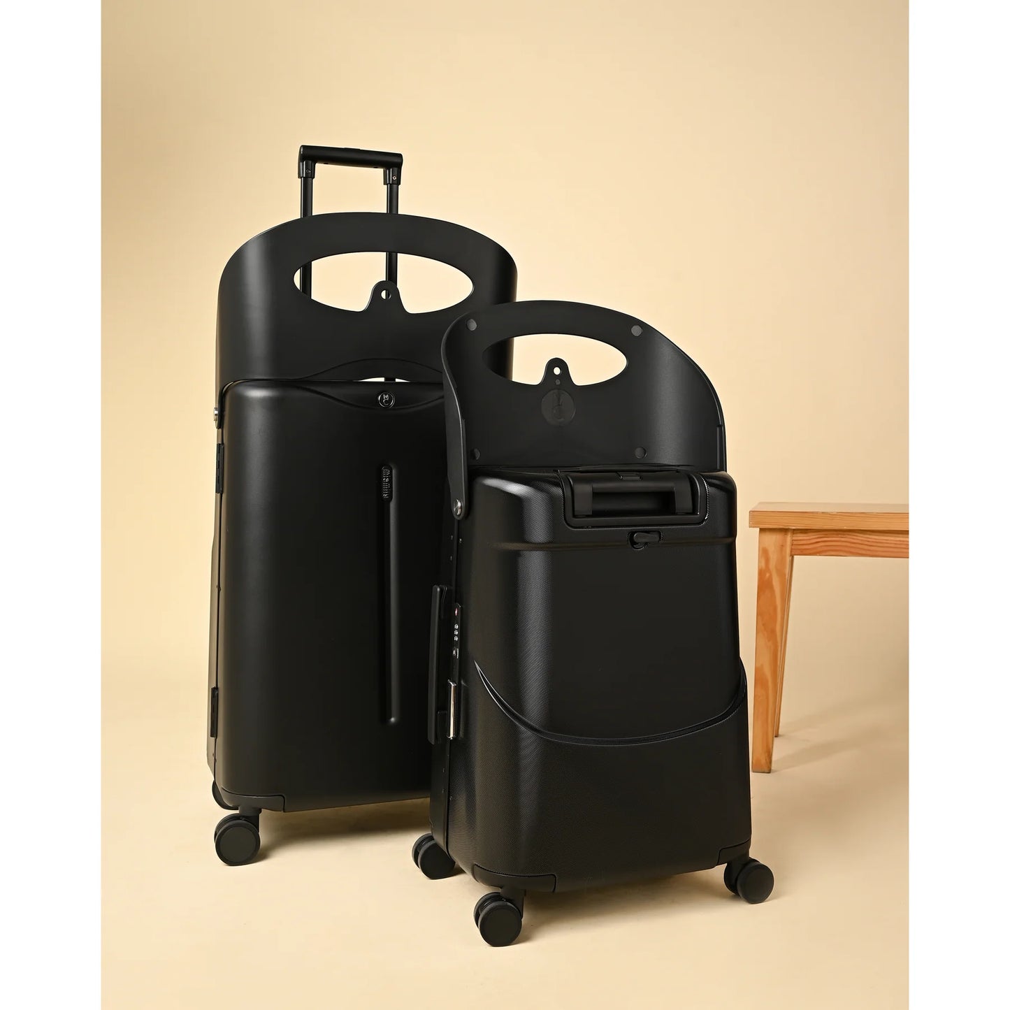 MIAMILY MIDNIGHT BLACK RIDE-ON TROLLEY CARRY-ON LUGGAGE 18 INCHES