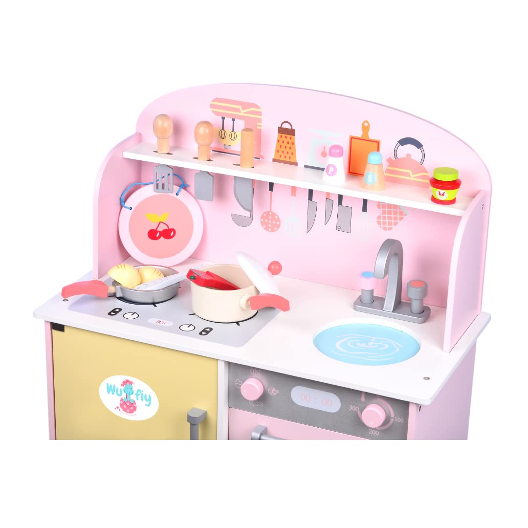 Toys Uncle Multicolour Wooden Kitchen Set with Accessories - Unisex, Pretend Play Toy