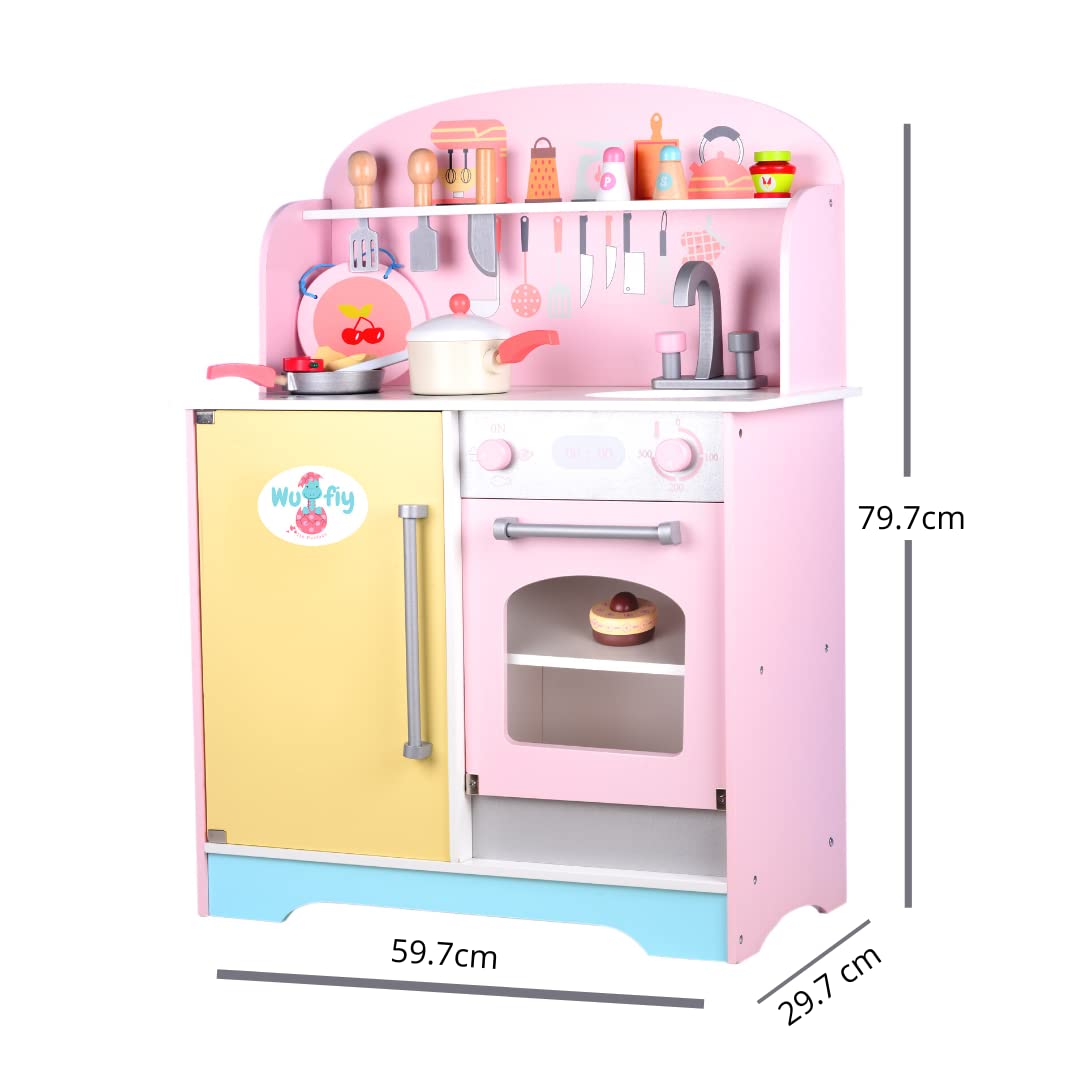 Toys Uncle Multicolour Wooden Kitchen Set with Accessories - Unisex, Pretend Play Toy