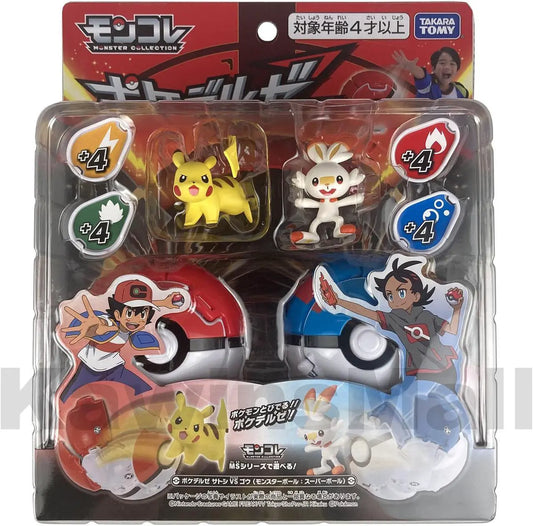 Pokemon Moncolle Pokederze Poke with Pikachu vs Scorbunny 1.6 Inch Figurines Toy