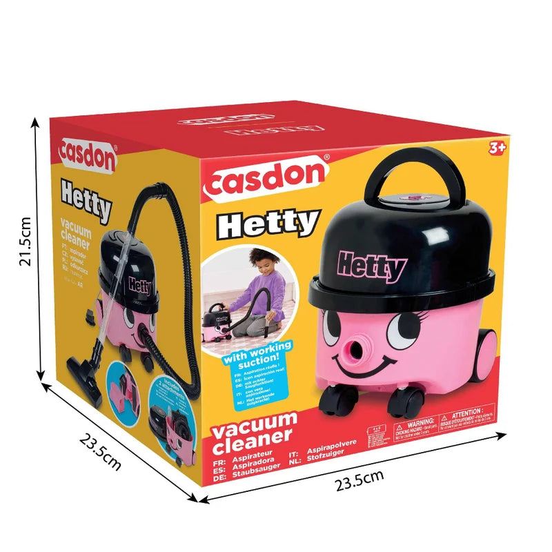 Casdon Hetty Pink Vacuum Cleaner Toy with Working Suction for Kids 3+
