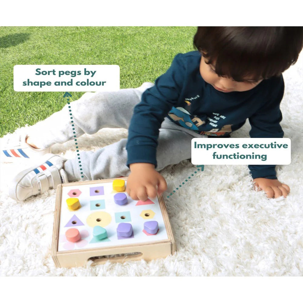 Curious Cub Shape and Colour Matching Peg Board - Multi Colour