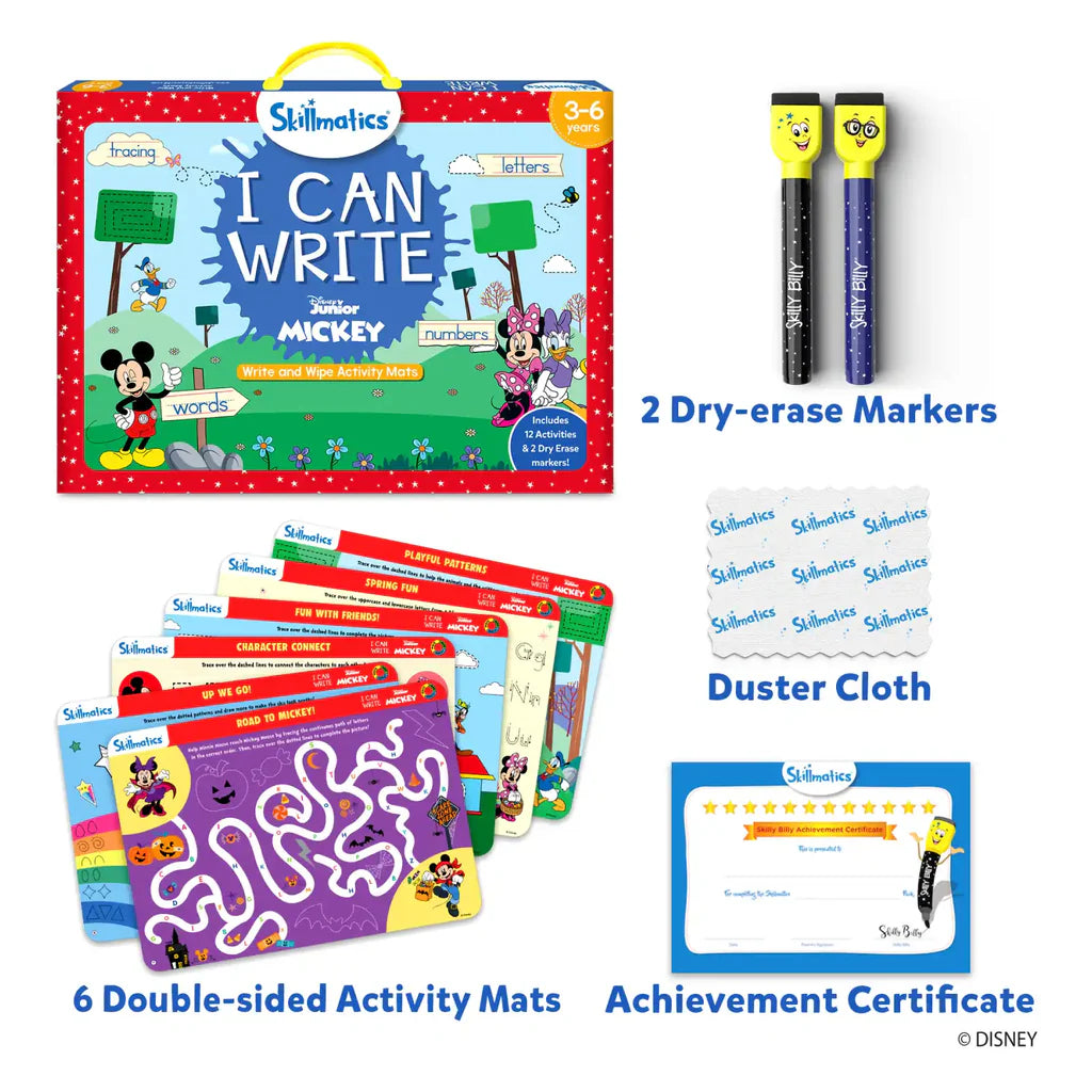 SKILLMATICS I Can Write Disney Junior Mickey Mouse | Reusable Activity Mats (ages 3-6)