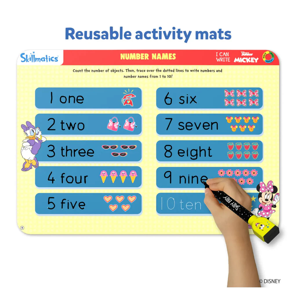 SKILLMATICS I Can Write Disney Junior Mickey Mouse | Reusable Activity Mats (ages 3-6)