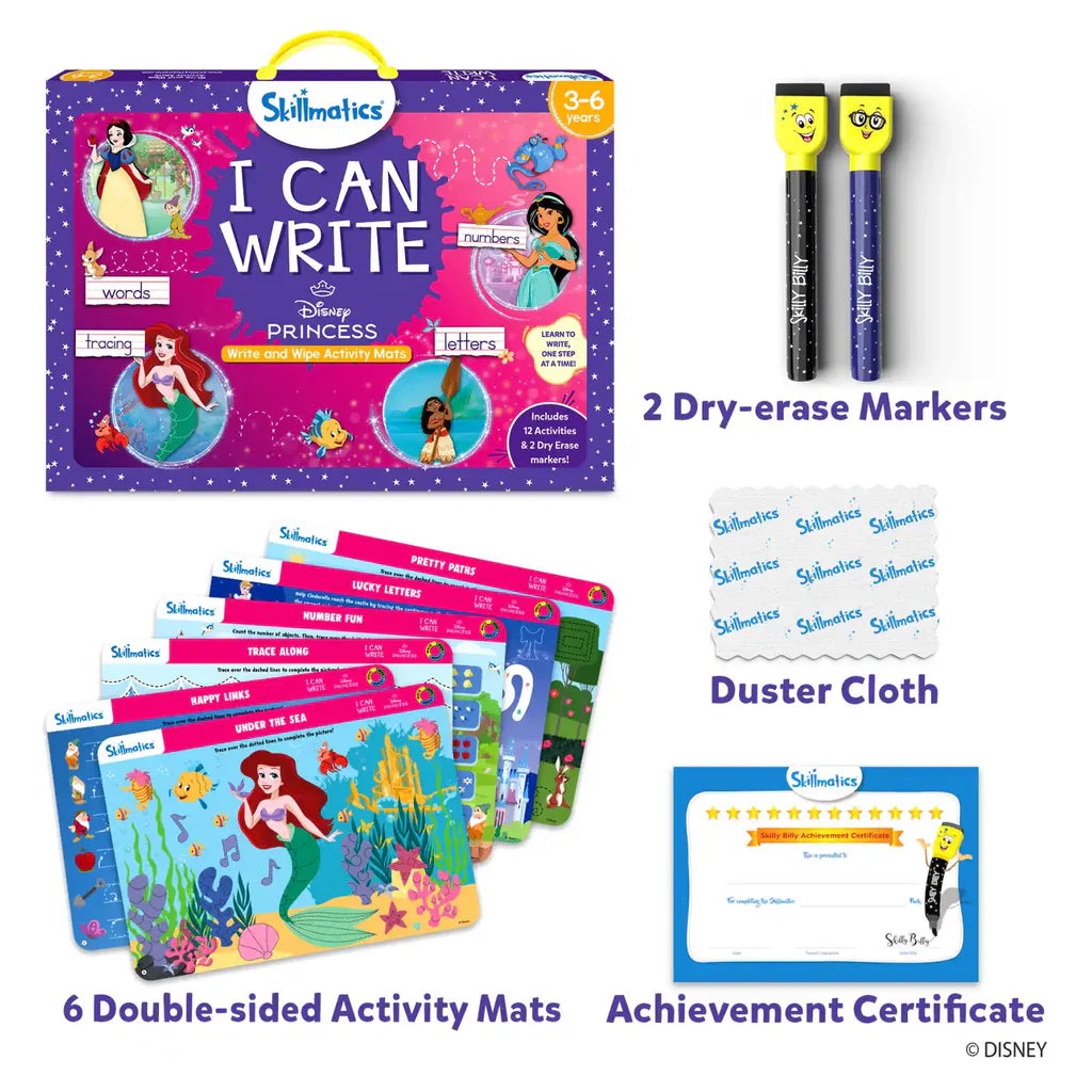 SKILLMATICS I Can Write Disney Princesses | Reusable Activity Mats (ages 3-6)