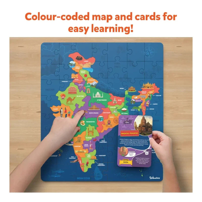SKILLMATICS India Map Puzzle | Floor Puzzle & Game (ages 6-12)