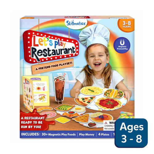 SKILLMATICS Let's Play Restaurant | Magnetic Pretend Play Set (Ages 3-8)