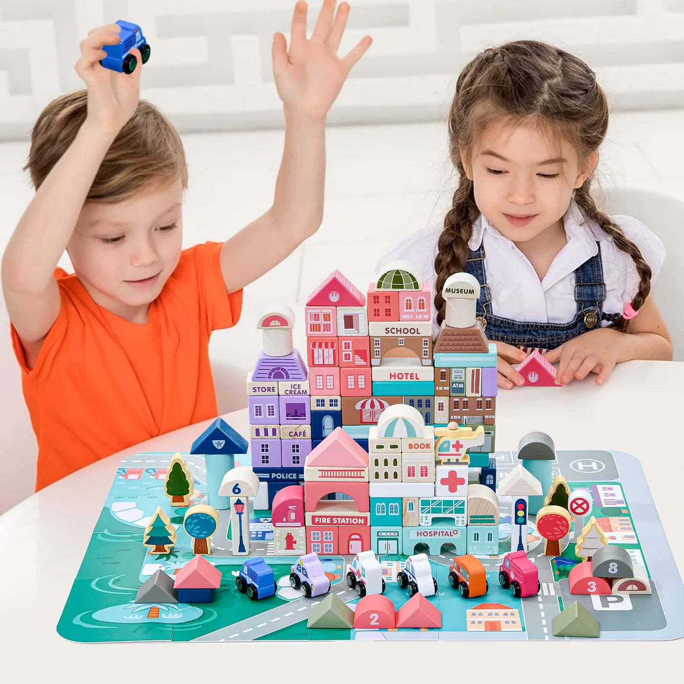 Open Ended 115 Pieces Wooden City Building Blocks
