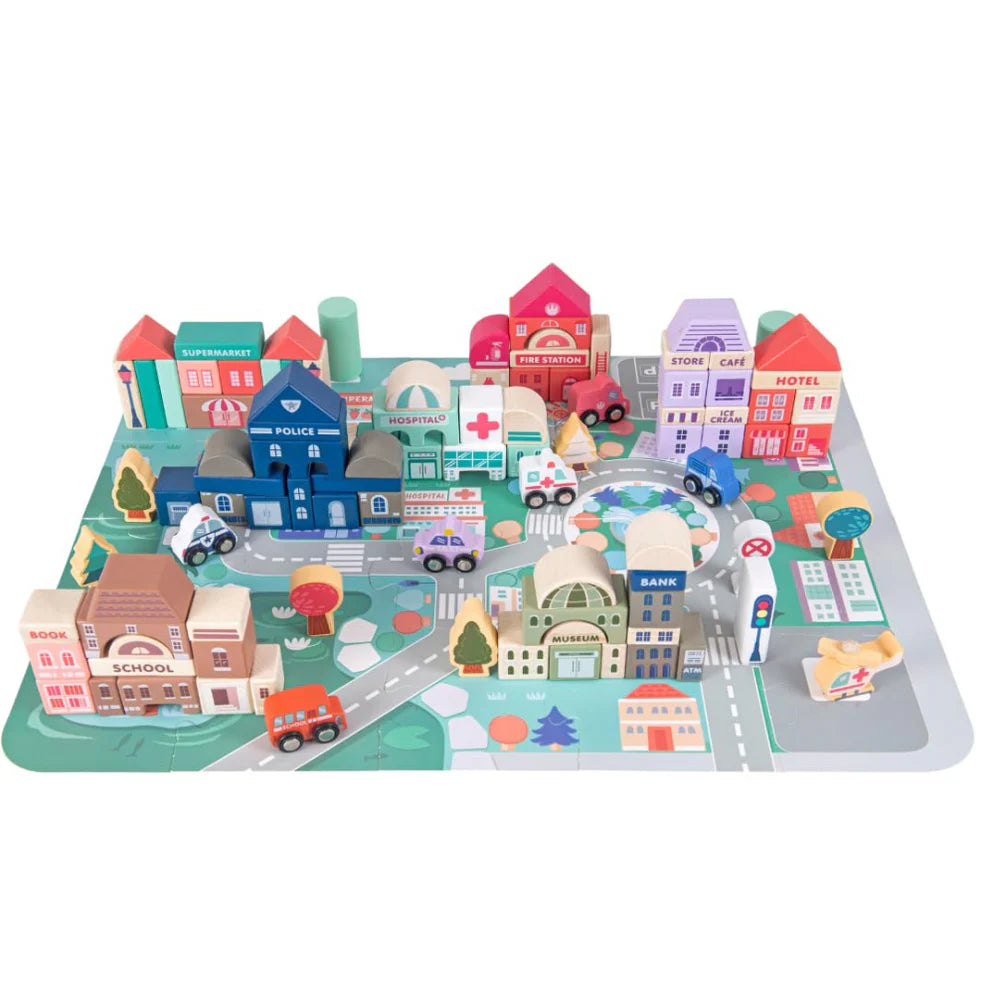 Open Ended 115 Pieces Wooden City Building Blocks