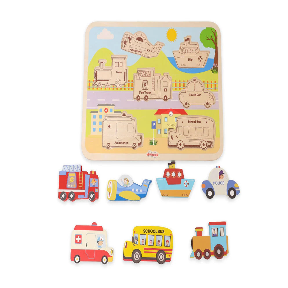 Open Ended Chunky Puzzle New Design - Vehicles