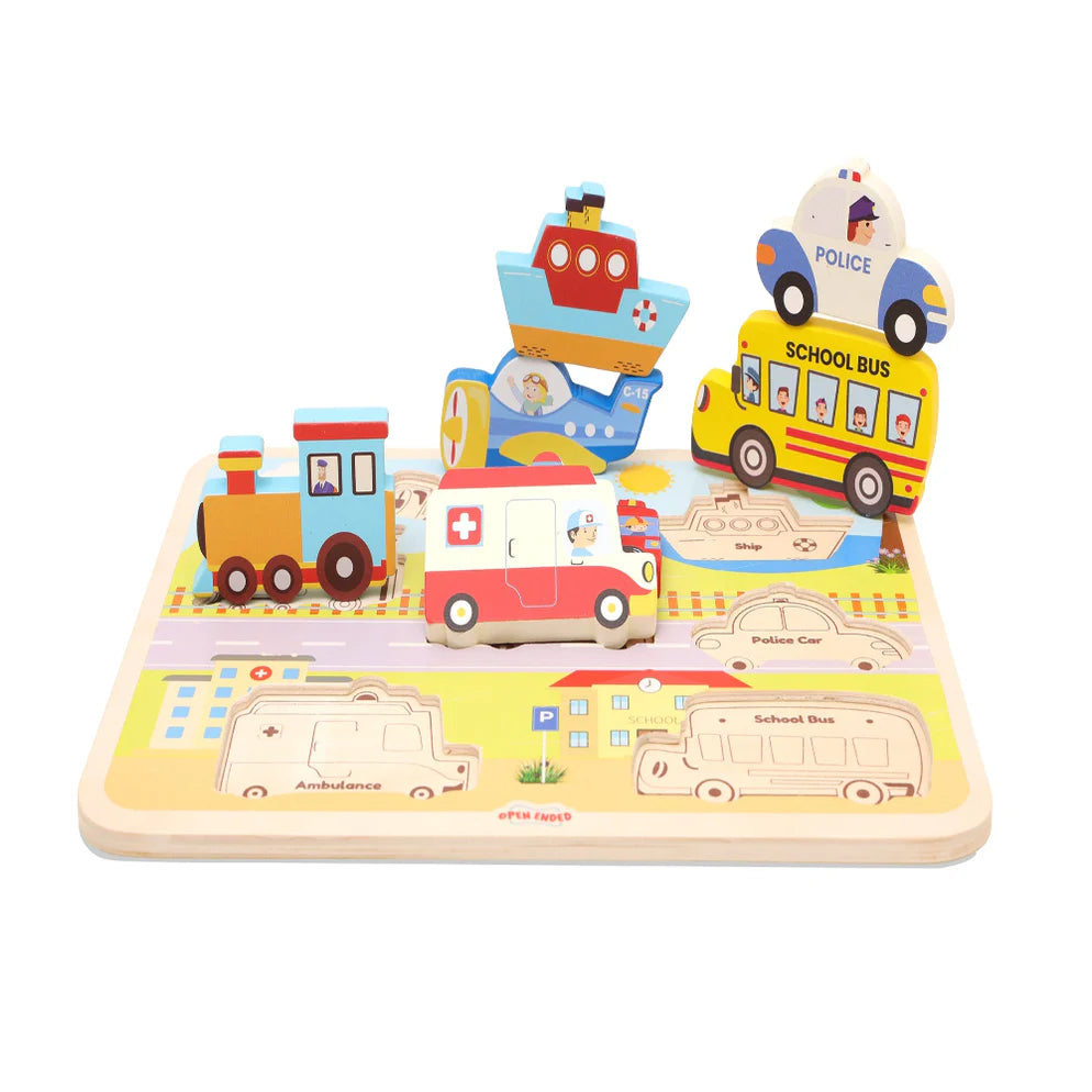 Open Ended Chunky Puzzle New Design - Vehicles