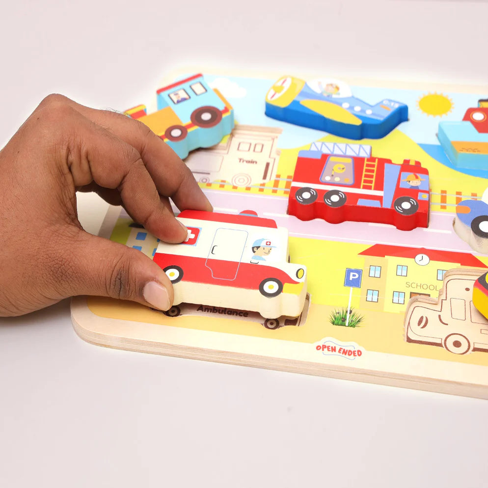 Open Ended Chunky Puzzle New Design - Vehicles