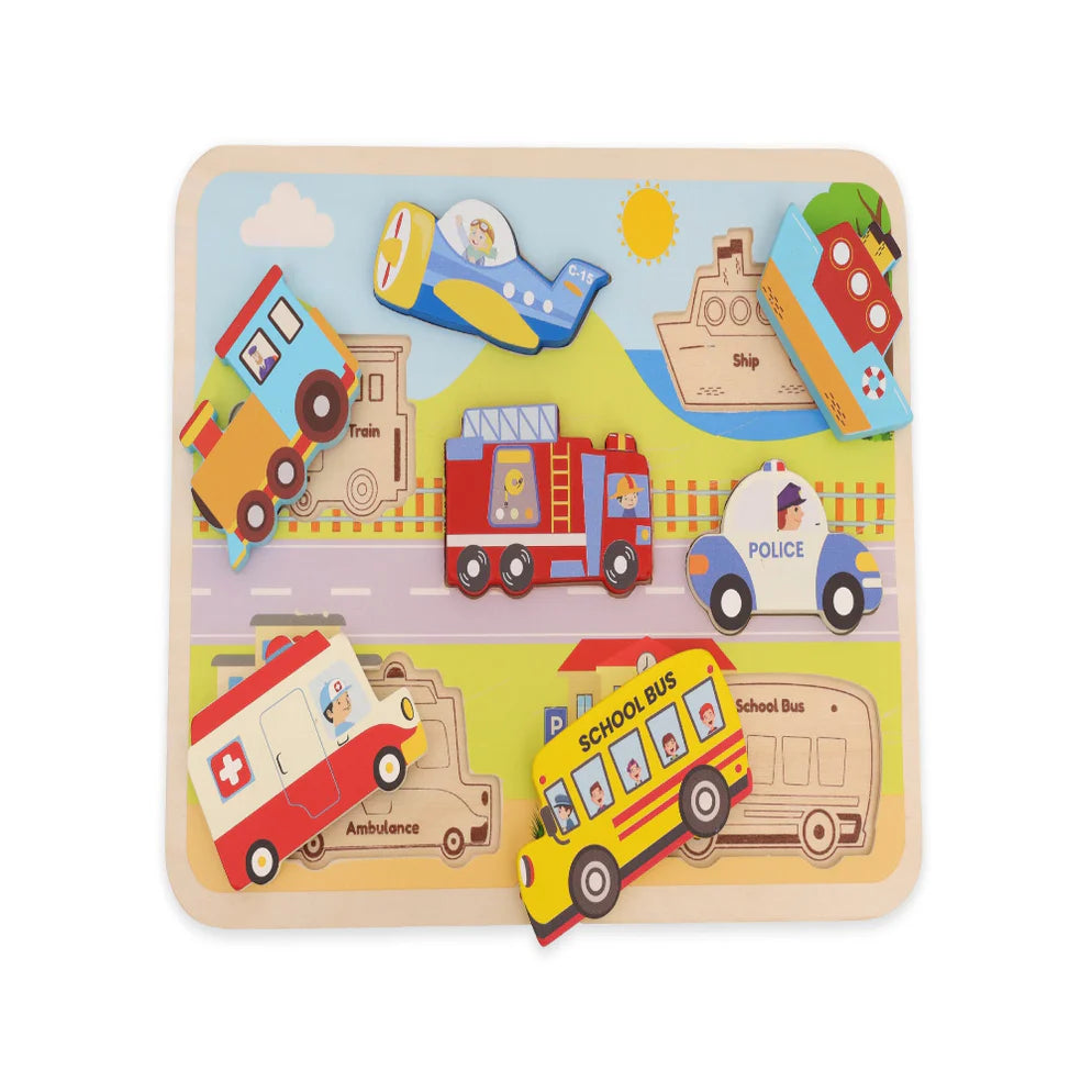 Open Ended Chunky Puzzle New Design - Vehicles