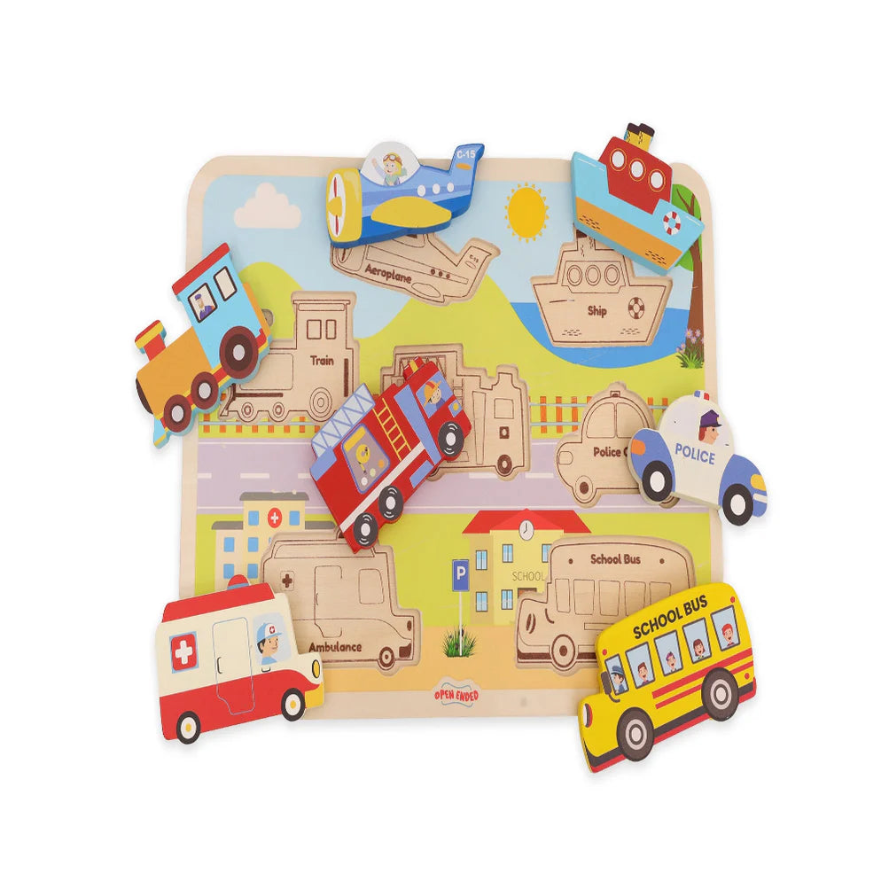 Open Ended Chunky Puzzle New Design - Vehicles