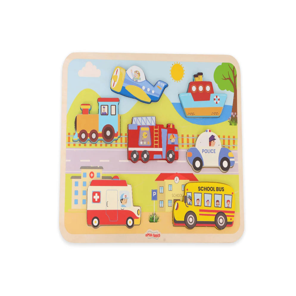 Open Ended Chunky Puzzle New Design - Vehicles