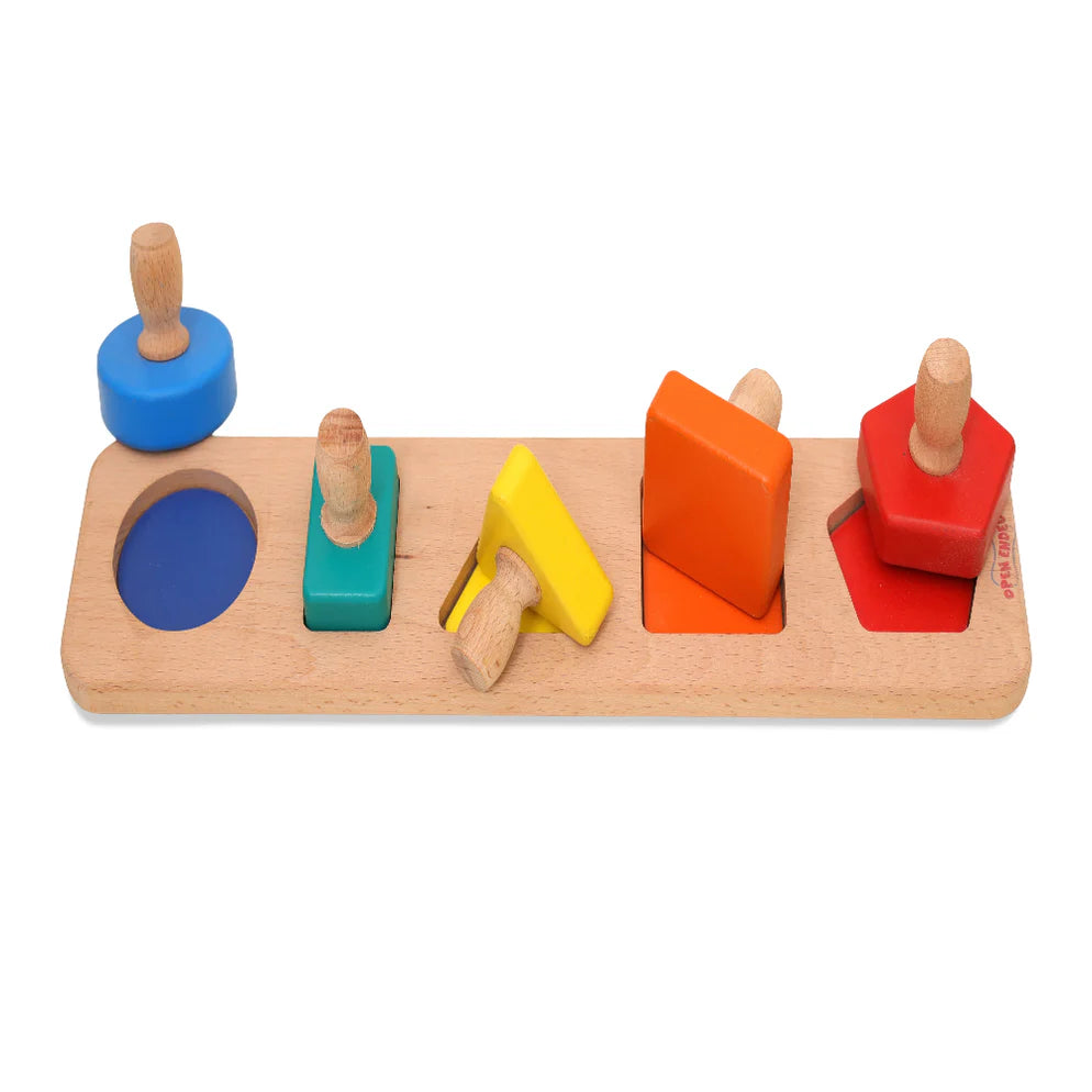 Open Ended Montessori Multi Peg Shape Stacker