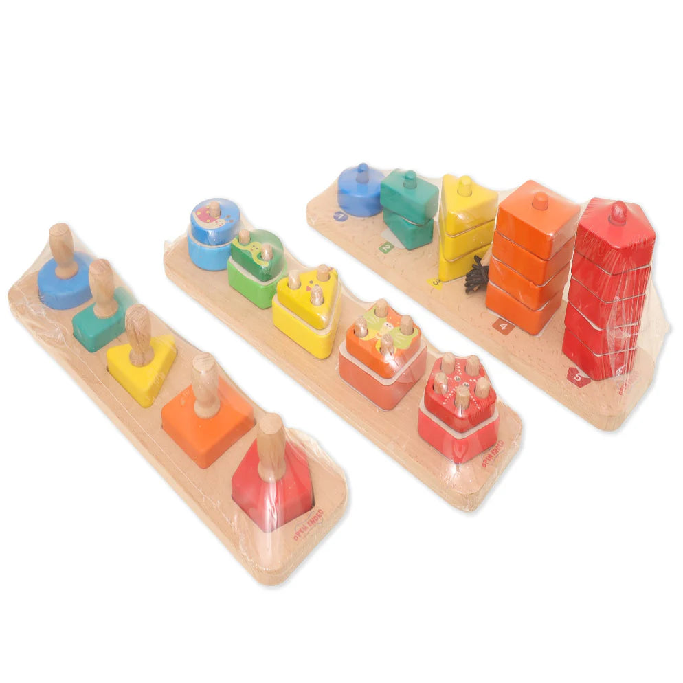 Open Ended Montessori Multi Peg Shape Stacker