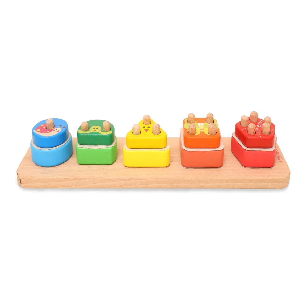 Open Ended Montessori Multi Peg Shape Stacker