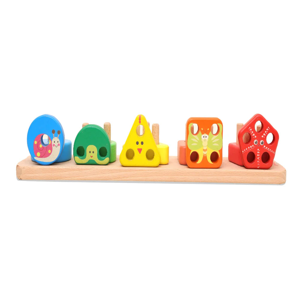 Open Ended Montessori Multi Peg Shape Stacker