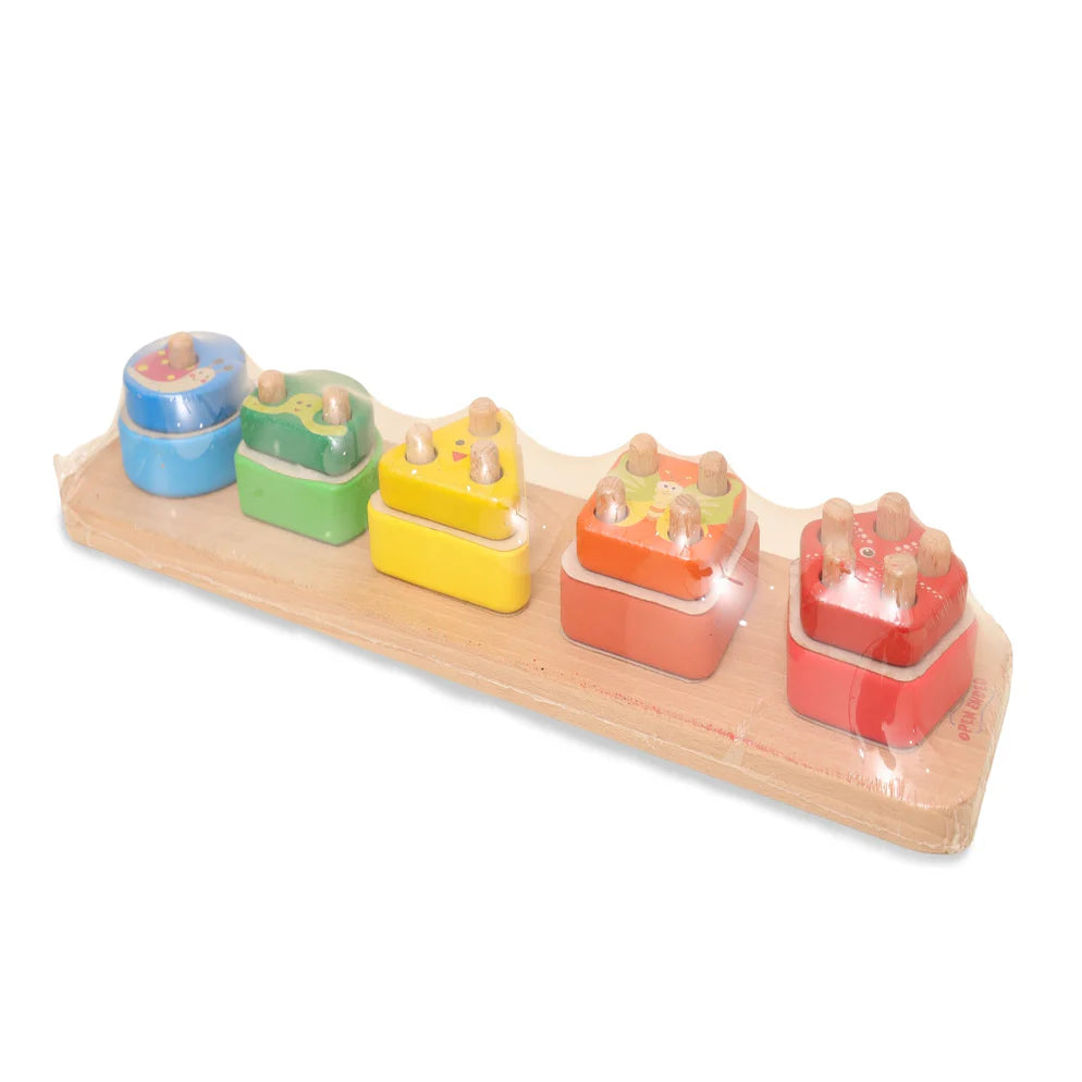 Open Ended Montessori Multi Peg Shape Stacker