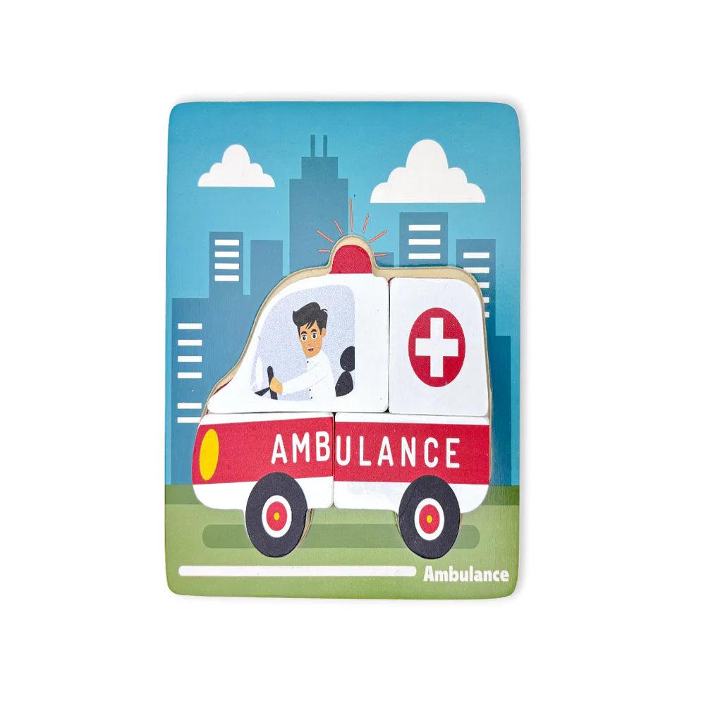 Open Ended Toddler's First 6 In 1 Puzzle -Vehicle