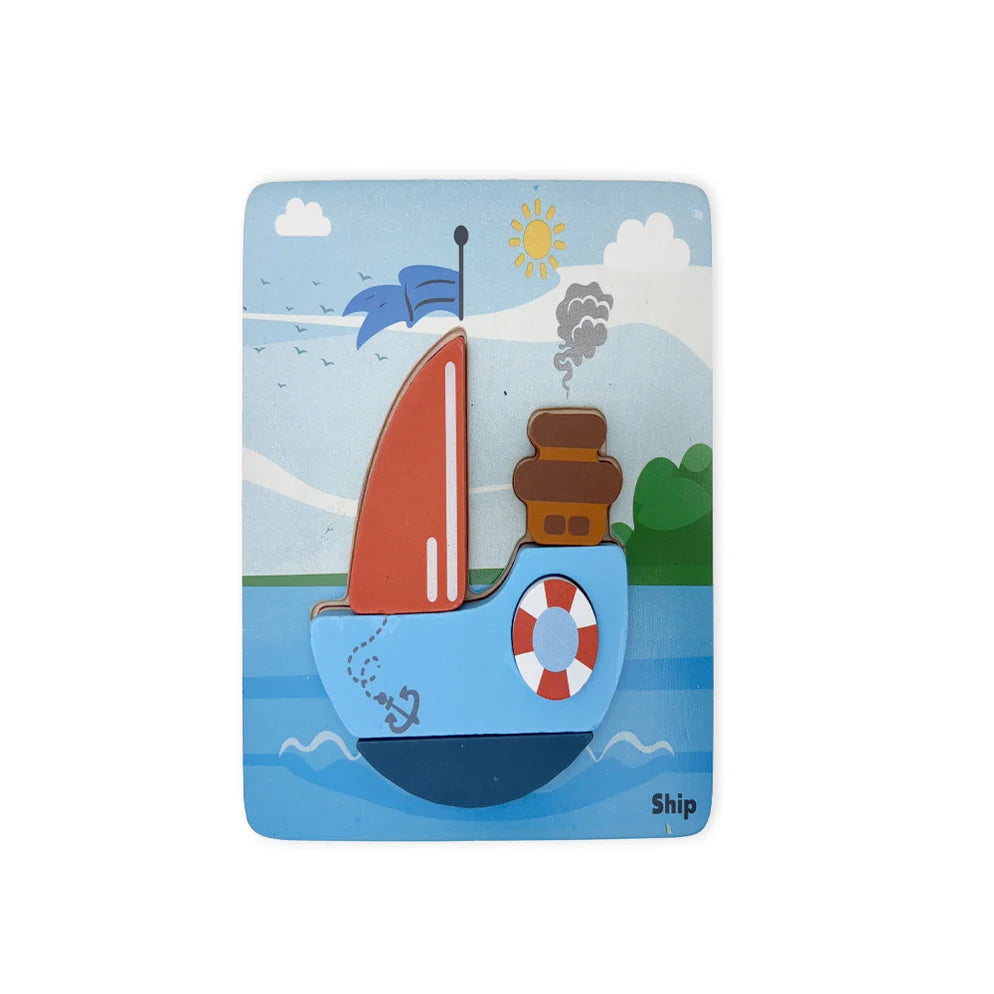 Open Ended Toddler's First 6 In 1 Puzzle -Vehicle
