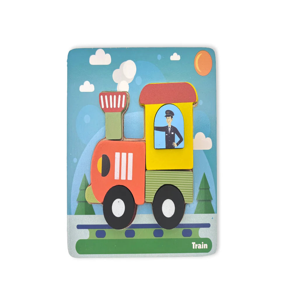 Open Ended Toddler's First 6 In 1 Puzzle -Vehicle