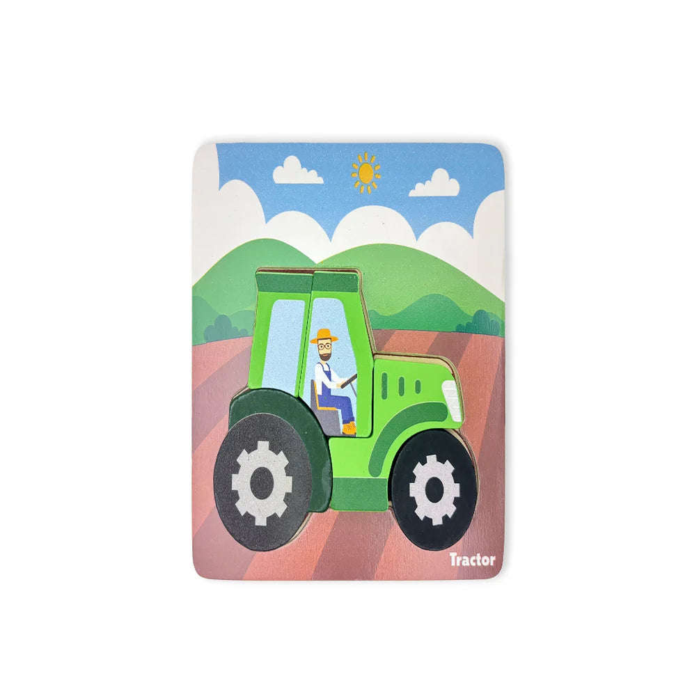 Open Ended Toddler's First 6 In 1 Puzzle -Vehicle