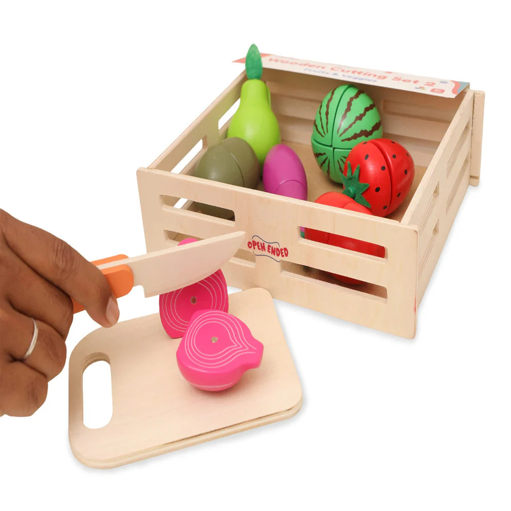 Open Ended Wooden Cutting Set 2- Fruits & Veggies