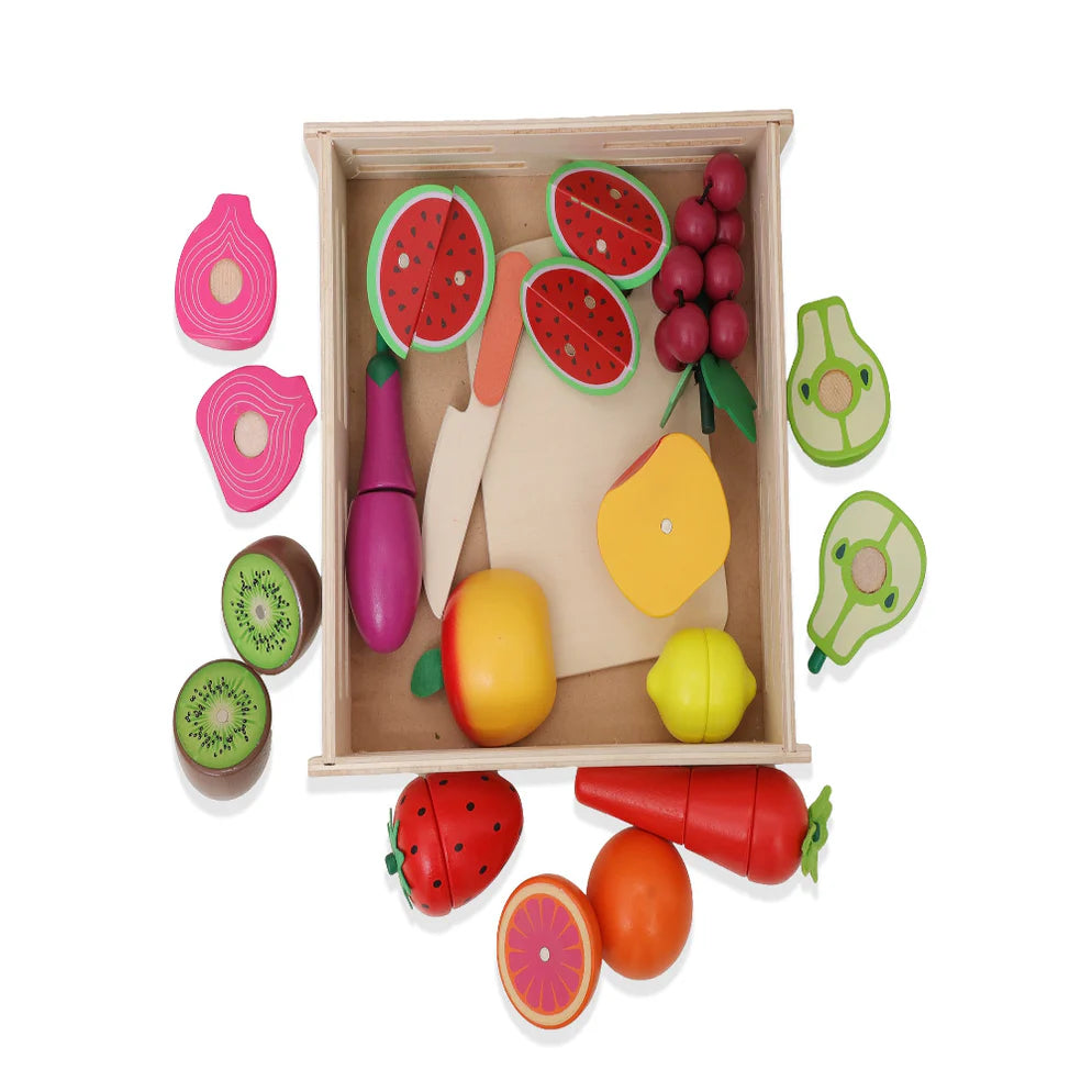Open Ended Wooden Cutting Set - Fruits & Veggies