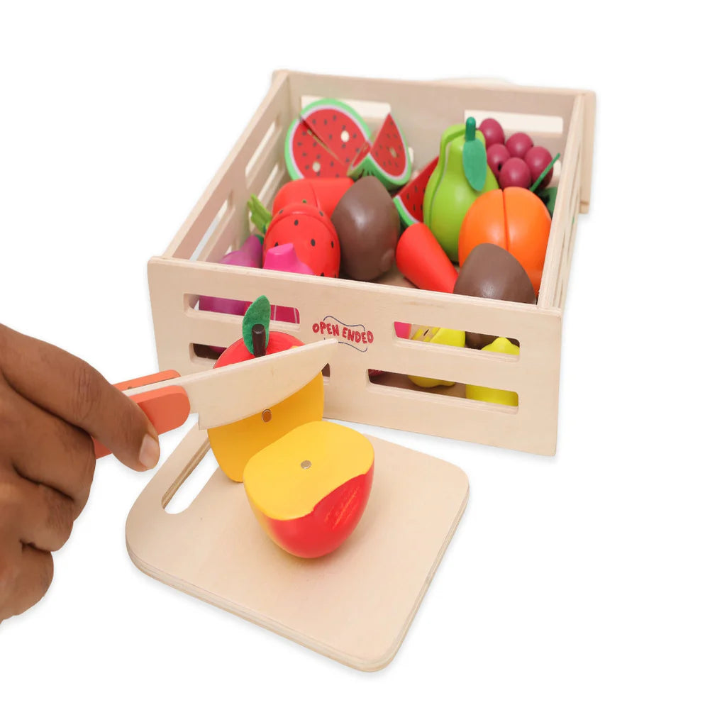 Open Ended Wooden Cutting Set - Fruits & Veggies
