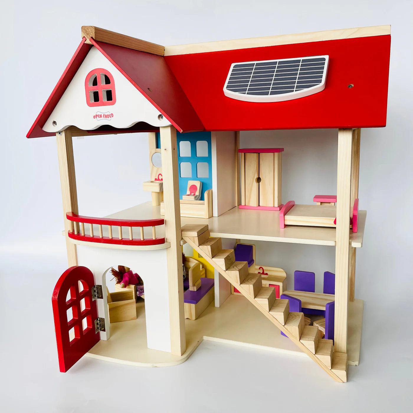 Open Ended Wooden Dollhouse - Redwood Cottage