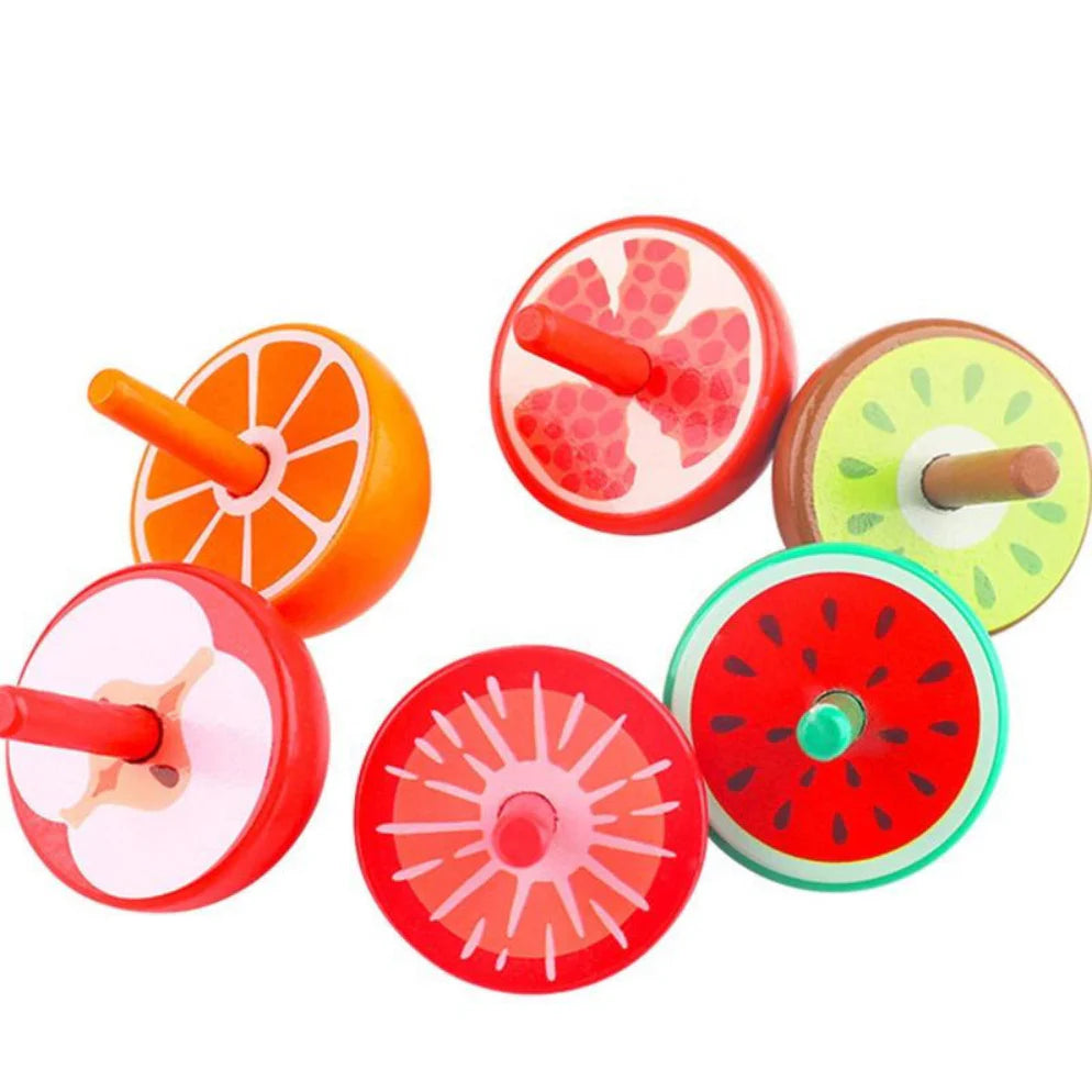 Open Ended Wooden Fruit Themed Tops